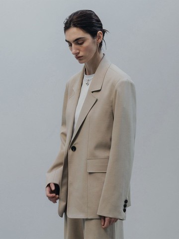 Semi-overfit Pocket Line Single Button Jacket [Beige]