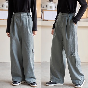 設計所在 獨家高端限量系列 100%重磅強捻長絨棉寬鬆寬管工裝褲