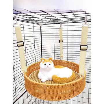 藤編貓掛籃夏季可拆洗貓窩四季通用懸掛式貓咪吊床掛窩貓籠用吊窩