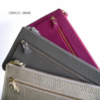 ノベルティ ORTICO オルティコ 長財布 薄い財布 シュリンクレザー L字ファスナー OR-0028SL SHRINK グレー/ネイビー/ピンク/ゴールド/シルバー/トープ/ブルー