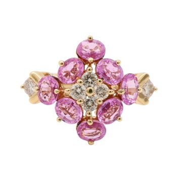 JEWELRY 無品牌珠寶 粉紅色藍寶石 鑽石 18K黃金 戒指 【二手名牌BRAND OFF】