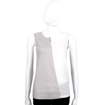 FABIANA FILIPPI 白灰色拼接絲質無袖上衣