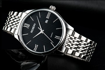 勞士頓 沉穩氣質感條紋錶面 商務 皮帶 男錶 十天預購