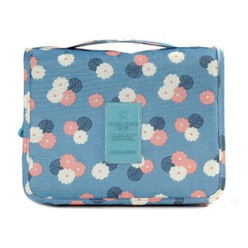 iSFun 旅行專用 可掛多分隔盥洗包  43 x 24 x 9.5cm  藍漾花朵