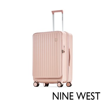 【NINE WEST】BYRON經典直條 20/24/28吋前開式擴充/防爆旅行箱/行李箱/登機箱-粉色-NW31268