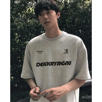【臺灣出貨】100%純棉美式簡約風字母印花短袖T恤男夏季潮牌寬鬆百搭休閒上衣