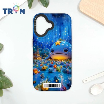 TRON IPhone 16 奇幻大鯨魚 防摔太空載具殼 透黑 軟硬 手機殼