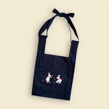 棉質刺繡購物肩背袋   Rabbit