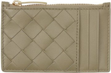 Bottega Veneta 灰褐色拉链卡包