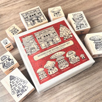 mushroom house set/ stamp set/印章,插畫印章,文具,文具,文具,紙製品