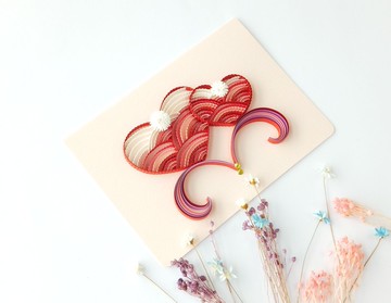 手作捲紙卡片-白頭偕老 約定情人卡 萬用卡