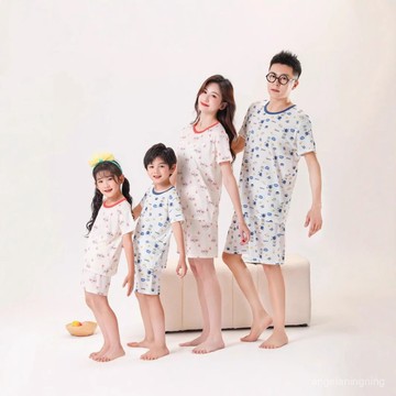 夏日爆款✨夏季新款冰冰涼涼兒童短袖家居服透氣男童女童薄款空調服親子套裝 YKTI