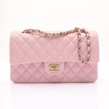 CHANEL 香奈兒 Classic 肩背包 粉色 菱格紋羊皮 金扣 【二手名牌BRAND OFF】