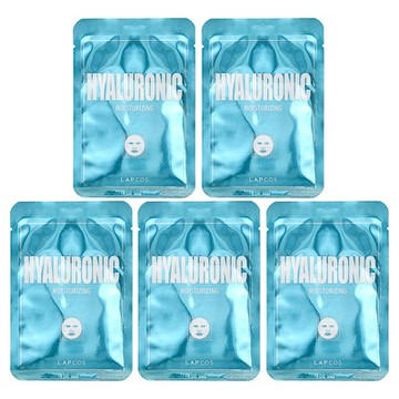 Lapcos, 透明質酸保溼美容面膜套裝，5 片，每片 0.84 液量盎司（25 毫升）
