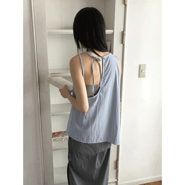 Codibook｜韓國 wonderwonder 不對稱下擺絲帶吊帶無袖上衣［預購］無袖 女裝