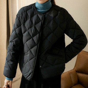 【巴黎精品】現貨+預購 頂級真羽絨外套90%鵝絨羽絨衣秋冬外套大碼休閒女裝-菱格短款打底女外套2色a1lm51