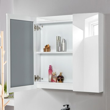 鏡子 化妝鏡 90*80cm 鏡箱 收納櫃 浴室鏡櫃 衛生間鏡箱 太空鋁鏡面櫃帶燈掛牆式鏡櫃置物櫃