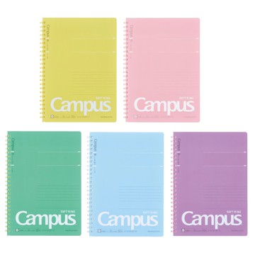 KOKUYO Campus 軟線圈筆記本點線B罫 A5-藍/綠/粉/紫/黃