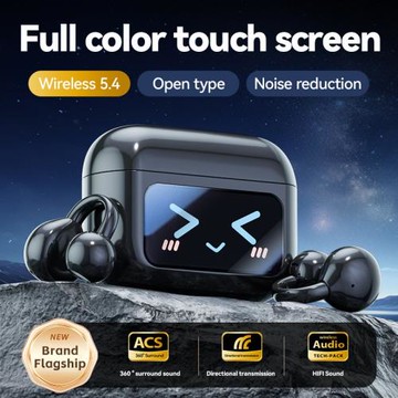 跨境新款AI同聲翻譯無線耳夾藍牙耳機屏幕彩屏觸控顯示長續航夾耳