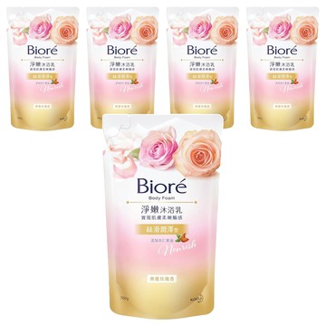 Biore 蜜妮 台灣公司貨 淨嫩沐浴乳 絲滑潤澤型 典雅玫瑰香 補充包  700g  5包