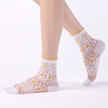 珍珠的眼淚 白(M)透明中筒襪