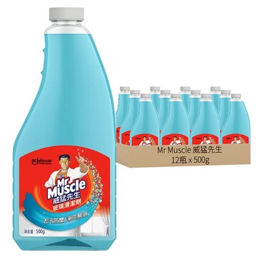 威猛先生 玻璃清潔劑補充瓶 500g 去汙防塵 淨亮無痕  12瓶