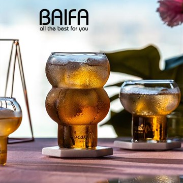 創意ins網紅玻璃杯 啤酒杯 簡約單層玻璃水杯家用洋酒杯 果汁杯子