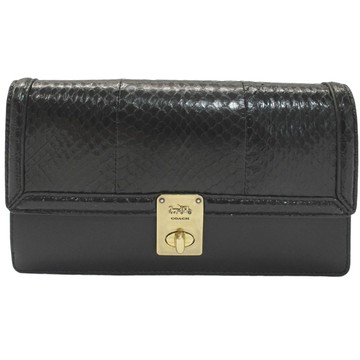 COACH - 蛇紋皮革翻蓋斜背包 (黑色)