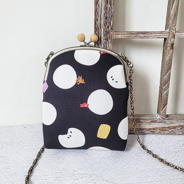 檜木釦手機包 小廢包 斜背包 防潑水 - 燒仙草湯圓 黑 小紅帽