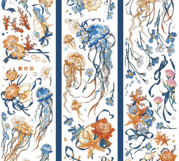 花苞水神 花與海洋 PET 和紙膠帶 水晶 台灣製 10米卷