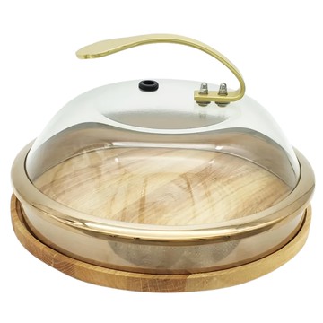 bargogo 煙燻鍋蓋 + 木質複合式餐盤 強化玻璃 + 鋼 + 木頭  1組  283mm