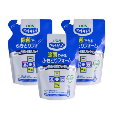 LION PET綺麗系列 犬貓身體/周邊潔淨泡泡慕斯補充包 200ml (3入) 除菌 免洗