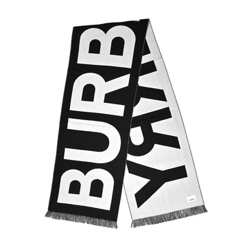 BURBERRY 經典LOGO羊毛圍巾（黑色）_廠商直送