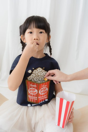 Kid-立體口袋-泡泡羊爆米花T-shirt (深藍色)