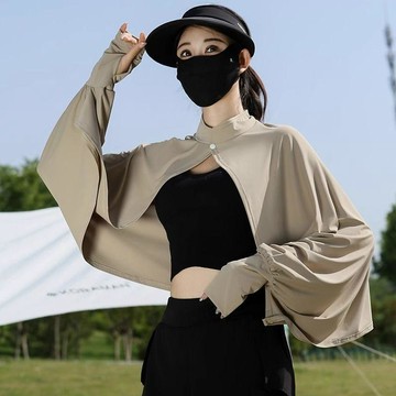 防曬披肩、冰絲罩衫、透氣長袖、寬鬆斗篷、開車騎車、防紫外線、女士薄外套、夏季戶外防曬披肩女夏季騎車開車防紫外線罩衫斗篷透