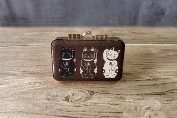 招財貓 (咖啡款)  大小章 結婚對章盒 雙章盒 貓咪 結婚禮物