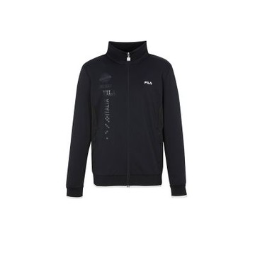 FILA官方直營 男吸濕排汗針織外套-黑色 1JKZ-5731-BK