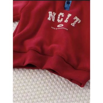 新年衛衣男童女童秋冬季加厚翻領上衣兒童紅色童裝POLO加絨衛衣