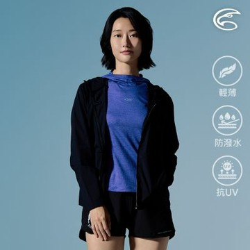 ADISI 女輕肌感超撥水抗風透氣野跑連帽外套(可自體收納) AJ2611076 黑色 (M-2XL)｜UPF30+ 輕量 彈性 防潑水 跑步外套