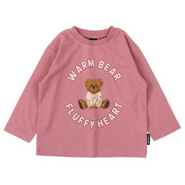 日本 ZOOLAND - [推薦]定番印花薄長袖上衣-小熊玩偶-莓粉紅