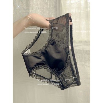 瑤瑤閨蜜黑色性感少女內褲網紅爆款夏季舒適透氣蕾絲邊三角褲薄款