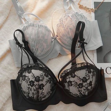 性感少女蕾絲內衣小胸聚攏收副乳上托無鋼圈純欲文胸內褲套裝