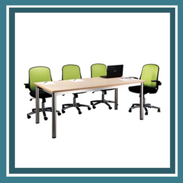 【屬過大商品，運費請先詢問】辦公家具  SKB-3×6S 水波紋 全不銹鋼圓形骨架會議桌 辦公桌 書桌 桌子