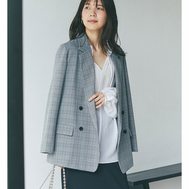 リヴドロワ Rive Droite 大人の着こなしを引き立てるチェック グレンチェックテーラードジャケット 通販 Lineポイント最大1 0 Get Lineショッピング