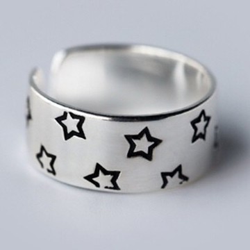 925純銀戒指開口戒-個性簡約寬面五角星情人節生日禮物女飾品73dt625【獨家進口】【米蘭精品】
