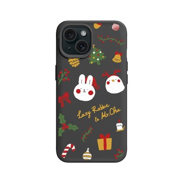 iPhone 15 SolidX 黑 - 懶散兔與啾先生 Lazy Rabbit and Mr.Chu - About Christmas