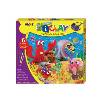 AMOS 阿摩司 輕黏土 6色套裝 18克輕黏土 附工具  海洋世界  海洋世界 多色  108g  1盒