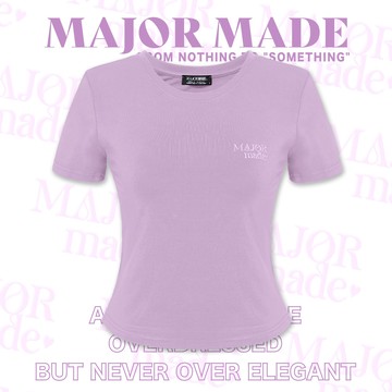 圓領中短版字母大彈力短T