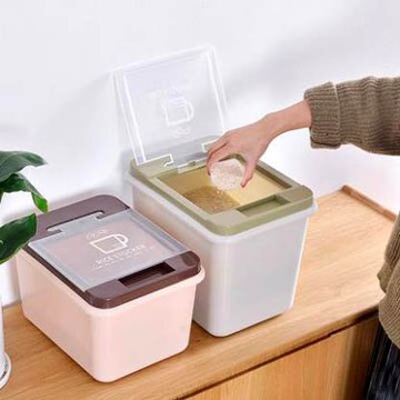 【翻蓋儲米桶-大號-裝15kg-1套/組】家用翻蓋米桶儲米箱米缸麵粉桶防蟲(贈2個儲物盒)-7201002