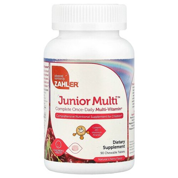 Zahler, Junior Multi™，每日一次完整多維生素，天然櫻桃味，90 片咀嚼片
